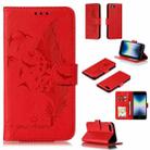 For iPhone SE 2022 / SE 2020 / 8 / 7 Feather Pattern Litchi Texture Horizontal Flip Leather Case with Wallet & Holder & Card Slots(Red) - 1