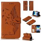 For iPhone SE 2022 / SE 2020 / 8 / 7 Feather Pattern Litchi Texture Horizontal Flip Leather Case with Wallet & Holder & Card Slots(Brown) - 1