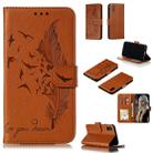 For iPhone X / XS Feather Pattern Litchi Texture Horizontal Flip Leather Case with Wallet & Holder & Card Slots(Brown) - 1