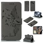 Feather Pattern Litchi Texture Horizontal Flip Leather Case with Wallet & Holder & Card Slots For Galaxy A40(Gray) - 1