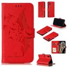 Feather Pattern Litchi Texture Horizontal Flip Leather Case with Wallet & Holder & Card Slots For Galaxy M10(Red) - 1