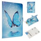For 7 inch Universal Tablet PC Colored Drawing Pattern Horizontal Flip PU Leather Case with Holder & Card Slots(Blue Butterfly) - 1