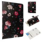 For 7 inch Universal Tablet PC Colored Drawing Pattern Horizontal Flip PU Leather Case with Holder & Card Slots(Black Backgroud Flower) - 1