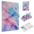 For 7 inch Universal Tablet PC Colored Drawing Pattern Horizontal Flip PU Leather Case with Holder & Card Slots(Pink Blue Marble) - 1