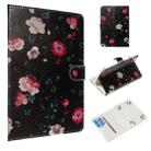 For 10 inch Universal Tablet PC Colored Drawing Pattern Horizontal Flip PU Leather Case with Holder & Card Slots(Black Backgroud Flower) - 1