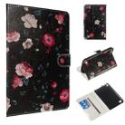 For Amazon Kindle Fire 7 2015 / 2017 Colored Drawing Pattern Horizontal Flip PU Leather Case with Holder & Card Slots(Black Backgroud Flower) - 1