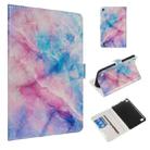 For Amazon Kindle Fire 7 2015 / 2017 Colored Drawing Pattern Horizontal Flip PU Leather Case with Holder & Card Slots(Pink Blue Marble) - 1