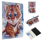 For Amazon Kindle HD8 2016 / 2017 / 2018 Colored Drawing Pattern Horizontal Flip PU Leather Case with Holder & Card Slots(Tiger) - 1