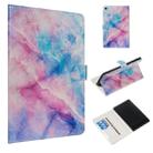 For Amazon Kindle HD8 2016 / 2017 / 2018 Colored Drawing Pattern Horizontal Flip PU Leather Case with Holder & Card Slots(Pink Blue Marble) - 1