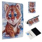 For Amazon Kindle HD10 2017 Colored Drawing Pattern Horizontal Flip PU Leather Case with Holder & Card Slots(Tiger) - 1