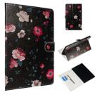 For Amazon Kindle HD10 2017 Colored Drawing Pattern Horizontal Flip PU Leather Case with Holder & Card Slots(Black Backgroud Flower) - 1