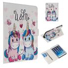 For iPad mini 5 / 4 / 3 / 2 / 1 Colored Drawing Pattern Horizontal Flip PU Leather Case with Holder & Card Slots(Couple Unicorn) - 1