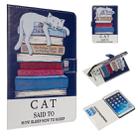 For iPad mini 5 / 4 / 3 / 2 / 1 Colored Drawing Pattern Horizontal Flip PU Leather Case with Holder & Card Slots(Book and  Cat) - 1