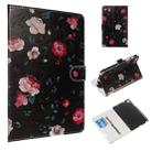 For Galaxy Tab A 8.0 & S Pen (2019) / P205 Colored Drawing Pattern Horizontal Flip PU Leather Case with Holder & Card Slots(Black Backgroud Flower) - 1