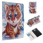 For Galaxy Tab A 8.0 (2018) / T387 Colored Drawing Pattern Horizontal Flip PU Leather Case with Holder & Card Slots(Tiger) - 1