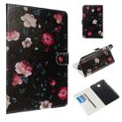 For Galaxy Tab A 8.0 (2018) / T387 Colored Drawing Pattern Horizontal Flip PU Leather Case with Holder & Card Slots(Black Backgroud Flower) - 1