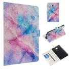For Galaxy Tab A 8.0 (2018) / T387 Colored Drawing Pattern Horizontal Flip PU Leather Case with Holder & Card Slots(Pink Blue Marble) - 1