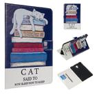 For Galaxy Tab A 10.5 / T590 Colored Drawing Pattern Horizontal Flip PU Leather Case with Holder & Card Slots(Book and  Cat) - 1