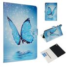 For Galaxy Tab S5e 10.5 T720 / T725 Colored Drawing Pattern Horizontal Flip PU Leather Case with Holder & Card Slots(Blue Butterfly) - 1