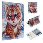 For iPad 4 / 3 / 2 Colored Drawing Pattern Horizontal Flip PU Leather Case with Holder & Card Slots(Tiger) - 1