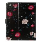 For iPad 4 / 3 / 2 Colored Drawing Pattern Horizontal Flip PU Leather Case with Holder & Card Slots(Black Backgroud Flower) - 3