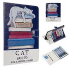 For iPad 4 / 3 / 2 Colored Drawing Pattern Horizontal Flip PU Leather Case with Holder & Card Slots(Book and  Cat) - 1