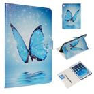 For iPad Air / Air 2 / iPad Pro 9.7 (2016) / iPad 9.7 (2017) / iPad 9.7 (2018) Colored Drawing Pattern Horizontal Flip PU Leather Case with Holder & Card Slots(Blue Butterfly) - 1