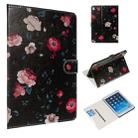 For iPad Air / Air 2 / iPad Pro 9.7 (2016) / iPad 9.7 (2017) / iPad 9.7 (2018) Colored Drawing Pattern Horizontal Flip PU Leather Case with Holder & Card Slots(Black Backgroud Flower) - 1
