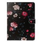 For iPad Air / Air 2 / iPad Pro 9.7 (2016) / iPad 9.7 (2017) / iPad 9.7 (2018) Colored Drawing Pattern Horizontal Flip PU Leather Case with Holder & Card Slots(Black Backgroud Flower) - 2
