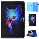 for Galaxy Tab A 10.5 T590 Colored Drawing Stitching Horizontal Flip Leather Case, with Holder & Card Slots(Super Cat) - 1