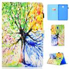 for Galaxy Tab A 10.5 T590 Colored Drawing Stitching Horizontal Flip Leather Case, with Holder & Card Slots(Colorful Tree) - 1