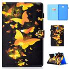 for Galaxy Tab A 10.5 T590 Colored Drawing Stitching Horizontal Flip Leather Case, with Holder & Card Slots(Golden Butterfly) - 1