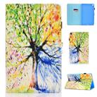 for Galaxy Tab S5e T720 Colored Drawing Stitching Horizontal Flip Leather Case, with Holder & Card Slots(Colorful Tree) - 1