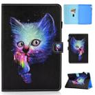 for Huawei MediaPad T5 Colored Drawing Stitching Horizontal Flip Leather Case, with Holder & Card Slots(Super Cat) - 1