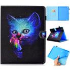 For iPad 2 / 3 / 4 Colored Drawing Stitching Horizontal Flip Leather Case, with Holder & Card Slots & Sleep / Wake-up function(Super Cat) - 1