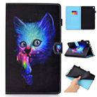 For Amazon Kindle Fire HD 8 Colored Drawing Stitching Horizontal Flip Leather Case, with Holder & Card Slots(Super Cat) - 1