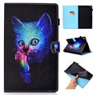 For Amazon Kindle Fire HD 10 Colored Drawing Stitching Horizontal Flip Leather Case, with Holder & Card Slots(Super Cat) - 1