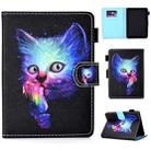 For Amazon Kindle Youth Version 2019 Colored Drawing Stitching Horizontal Flip Leather Case, with Holder & Card Slots(Super Cat) - 1