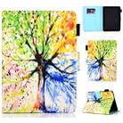 For Amazon Kindle Youth Version 2019 Colored Drawing Stitching Horizontal Flip Leather Case, with Holder & Card Slots(Colorful Tree) - 1