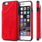 For iPhone 6 Cat Tree Embossing Pattern Shockproof Protective Case with Card Slots & Photo Frame(Red) - 1