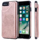 For iPhone 7 Plus / 8 Plus Cat Tree Embossing Pattern Shockproof Protective Case with Card Slots & Photo Frame(Rose Gold) - 1