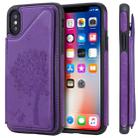 For iPhone X Cat Tree Embossing Pattern Shockproof Protective Case with Card Slots & Photo Frame(Purple) - 1