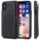 For iPhone X Cat Tree Embossing Pattern Shockproof Protective Case with Card Slots & Photo Frame(Black) - 1