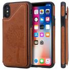 For iPhone X Cat Tree Embossing Pattern Shockproof Protective Case with Card Slots & Photo Frame(Brown) - 1