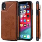 For iPhone XR Cat Tree Embossing Pattern Shockproof Protective Case with Card Slots & Photo Frame(Brown) - 1