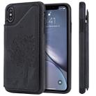 For iPhone XS Max Cat Tree Embossing Pattern Shockproof Protective Case with Card Slots & Photo Frame(Black) - 1