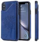 For iPhone XS Max Cat Tree Embossing Pattern Shockproof Protective Case with Card Slots & Photo Frame(Blue) - 1