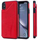 For iPhone XS Max Cat Tree Embossing Pattern Shockproof Protective Case with Card Slots & Photo Frame(Red) - 1