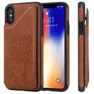 For iPhone XS Cat Tree Embossing Pattern Shockproof Protective Case with Card Slots & Photo Frame(Brown) - 1