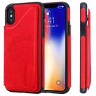 For iPhone XS Cat Tree Embossing Pattern Shockproof Protective Case with Card Slots & Photo Frame(Red) - 1